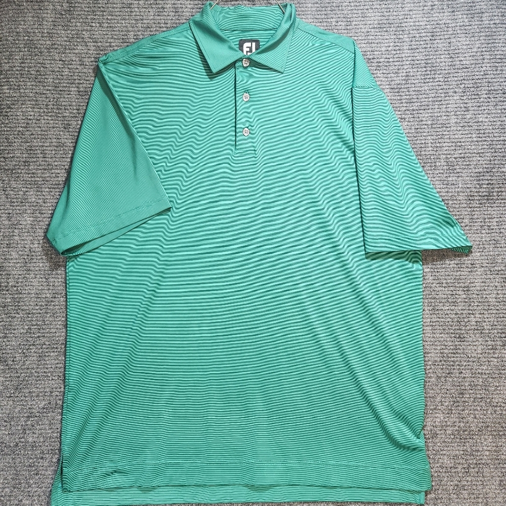 Footjoy Golf Polo Short Sleeve Men's Shirt Green Striped Sz XL